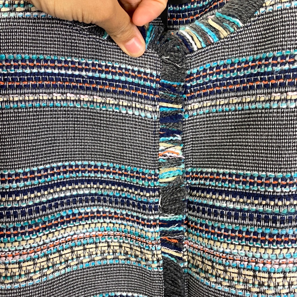HALOGEN RAW EDGE Tweed Jacket Blue Navy Fringe - Picture 7 of 10